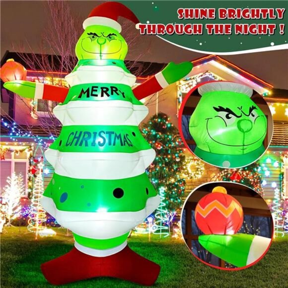 8FT Christmas Inflatable with LED Lights, Funny Christmas Outdoor Decorations - Picture 5 of 8
